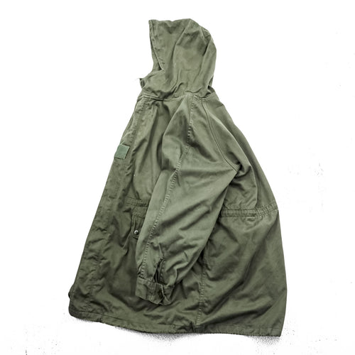 70s French Military Vintage M-64 Mod Parka Field Parka XL Drawstring AILEE Zipper Military