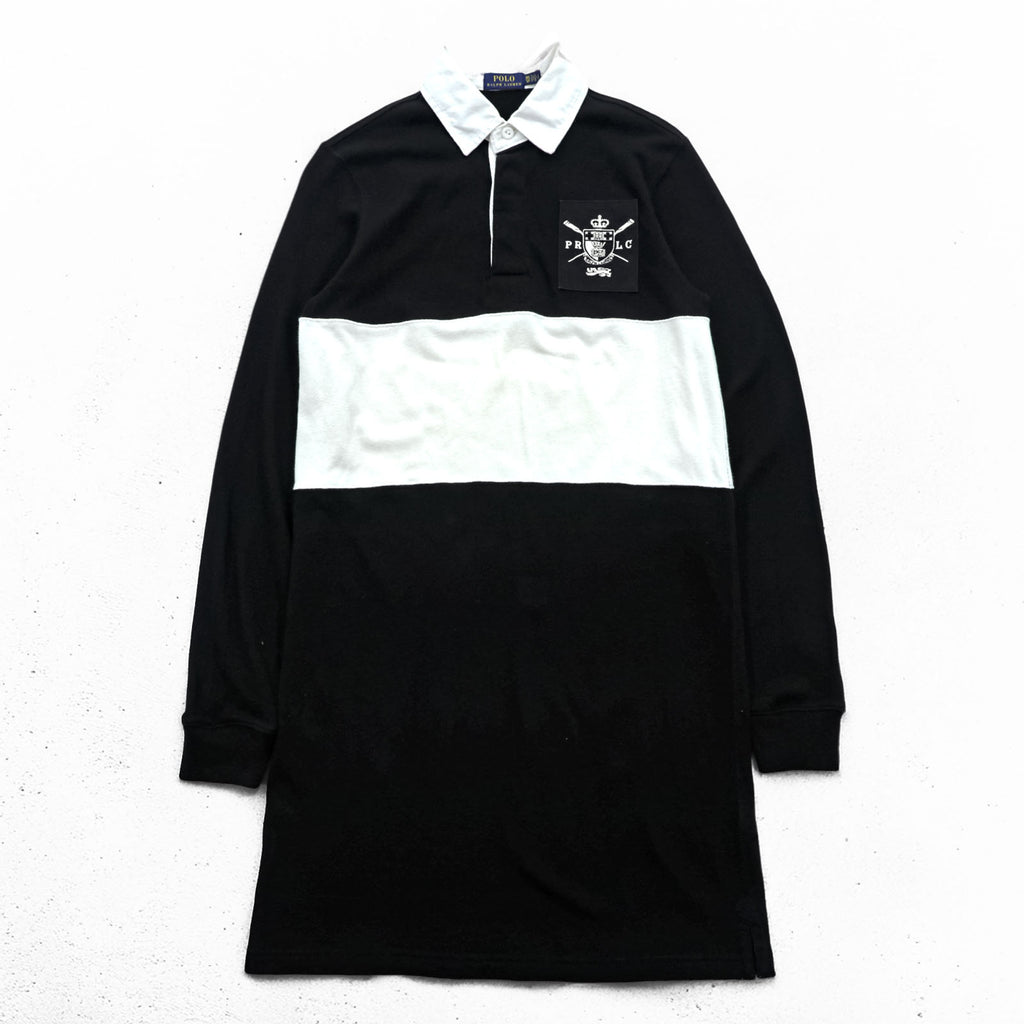 Polo Ralph Lauren ラガーシャツ ポロ ワンピース XS ブラック ホワイト ワッペン エンブレム