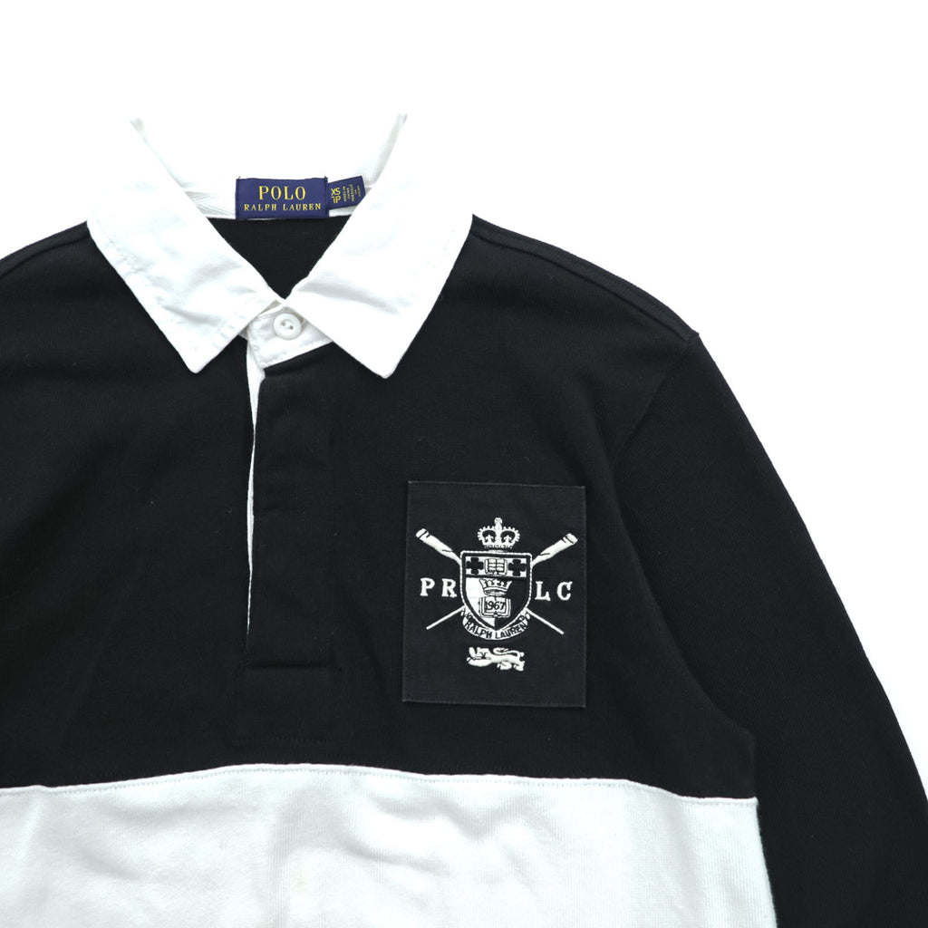 Polo Ralph Lauren ラガーシャツ ポロ ワンピース XS ブラック ホワイト ワッペン エンブレム