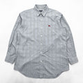 BURBERRY 90s Made in Japan Vintage Glen Plaid Long Sleeve Shirt M Gray Chest Pocket Embroidered One-point Logo