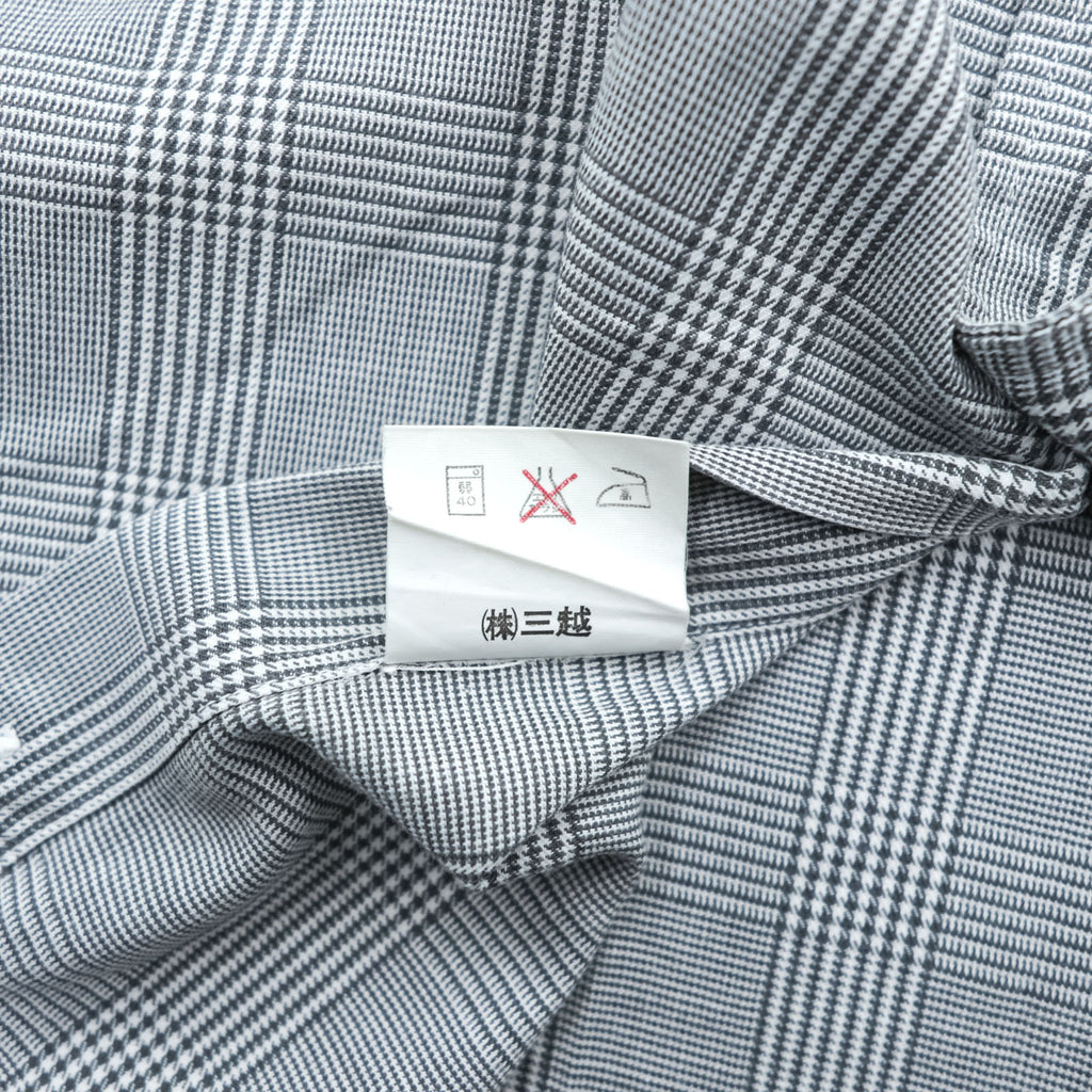 BURBERRY 90s Made in Japan Vintage Glen Plaid Long Sleeve Shirt M Gray Chest Pocket Embroidered One-point Logo