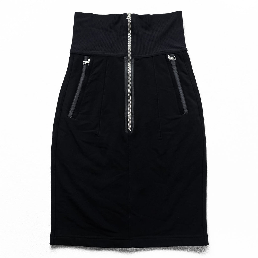 MARITHE + FRANCOIS GIRBAUD ハイウエスト タイトスカート M ブラック フロントジップ M ブラック ririジップ ジップポケット