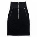 MARITHE + FRANCOIS GIRBAUD ハイウエスト タイトスカート M ブラック フロントジップ M ブラック ririジップ ジップポケット
