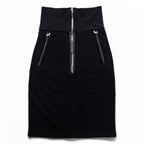 MARITHE + FRANCOIS GIRBAUD ハイウエスト タイトスカート M ブラック フロントジップ M ブラック ririジップ ジップポケット