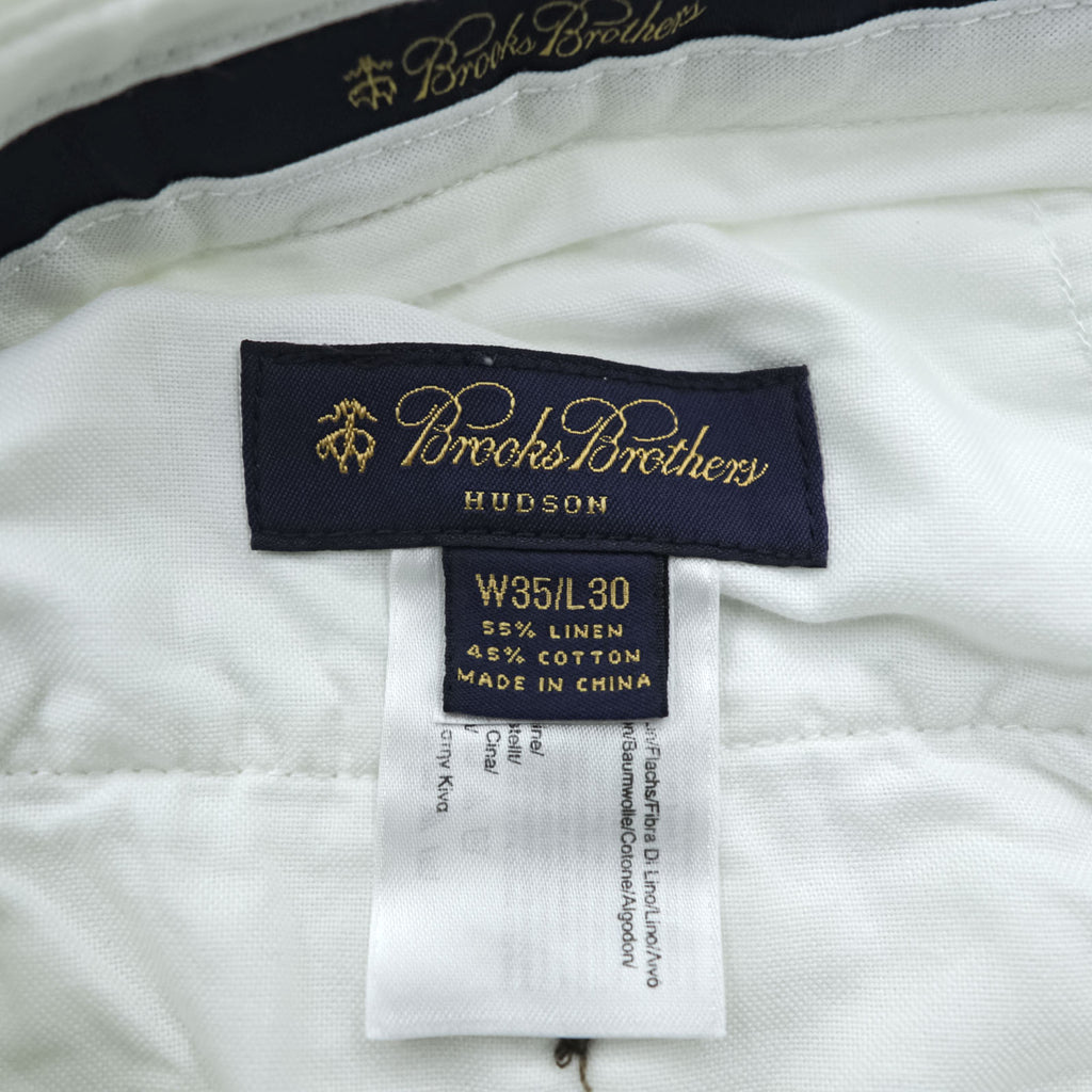 Brooks Brothers リネン スラックス サマー パンツ L ホワイト テーパード HUDSON