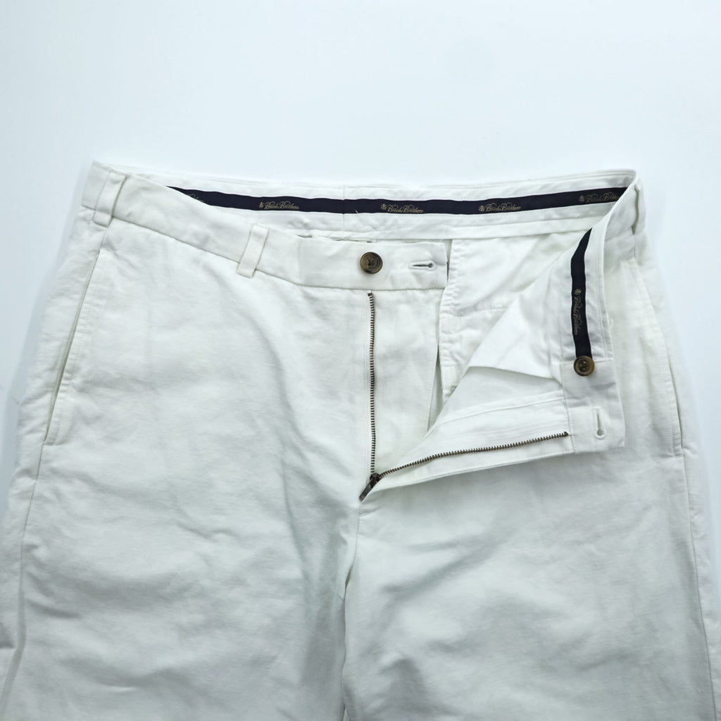 Brooks Brothers リネン スラックス サマー パンツ L ホワイト テーパード HUDSON