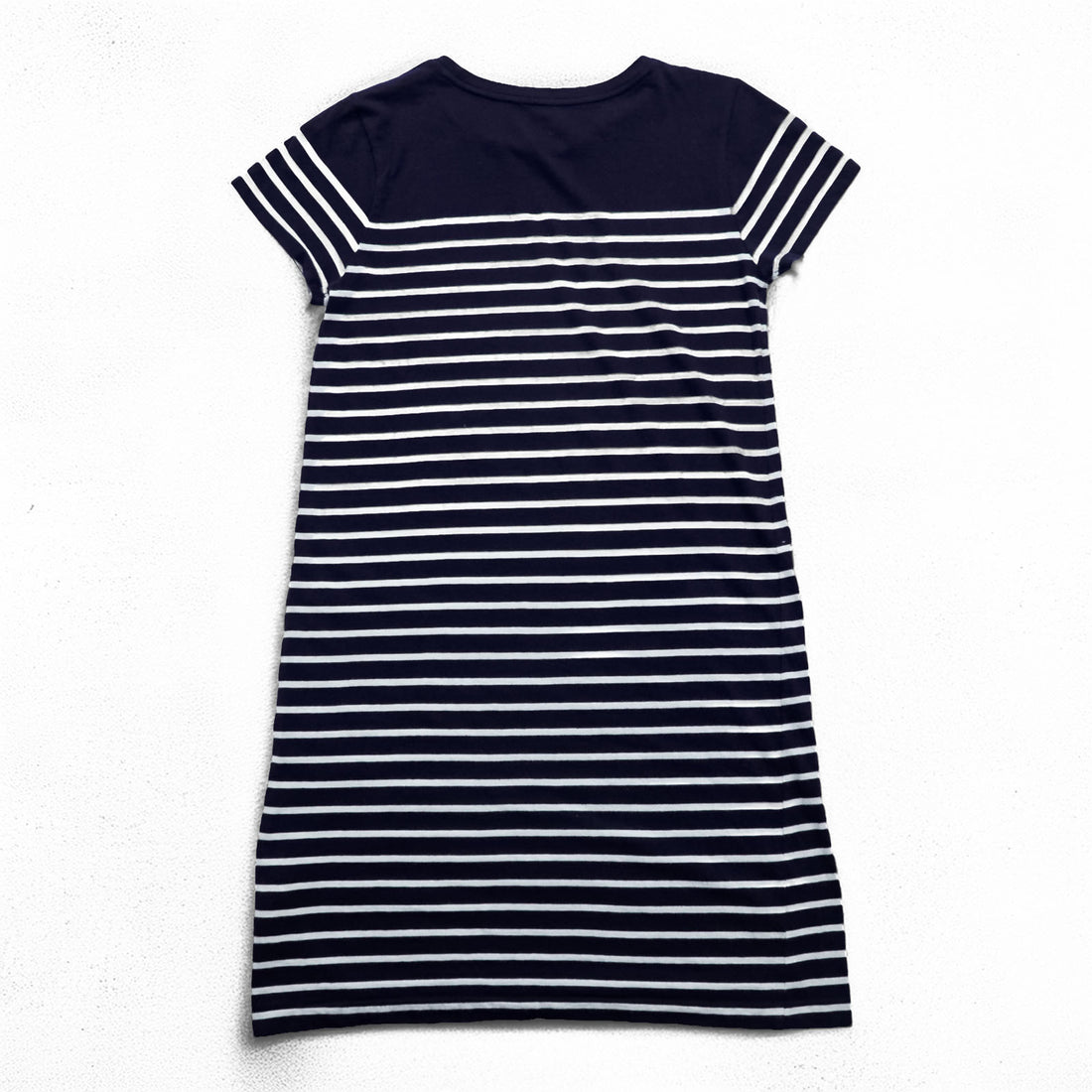 Polo Ralph Lauren Girls Striped T-Shirt Dress Navy White Cotton Pony Logo Short Sleeve Size 160