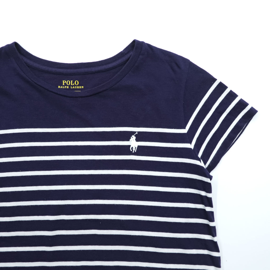 Polo Ralph Lauren Girls Striped T-Shirt Dress Navy White Cotton Pony Logo Short Sleeve Size 160
