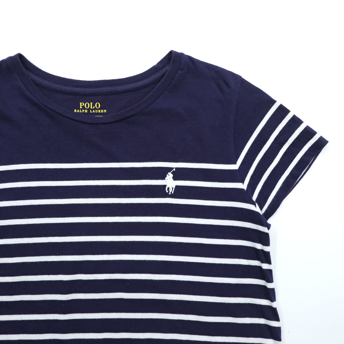 Polo Ralph Lauren Girls Striped T-Shirt Dress Navy White Cotton Pony Logo Short Sleeve Size 160