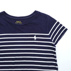 Polo Ralph Lauren Girls Striped T-Shirt Dress Navy White Cotton Pony Logo Short Sleeve Size 160
