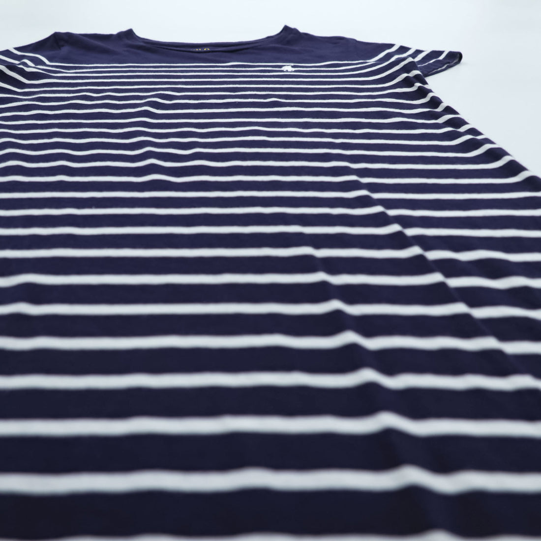Polo Ralph Lauren Girls Striped T-Shirt Dress Navy White Cotton Pony Logo Short Sleeve Size 160