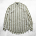 NAUTICA 90s Vintage Button-Down Shirt, Size L, Beige, Striped