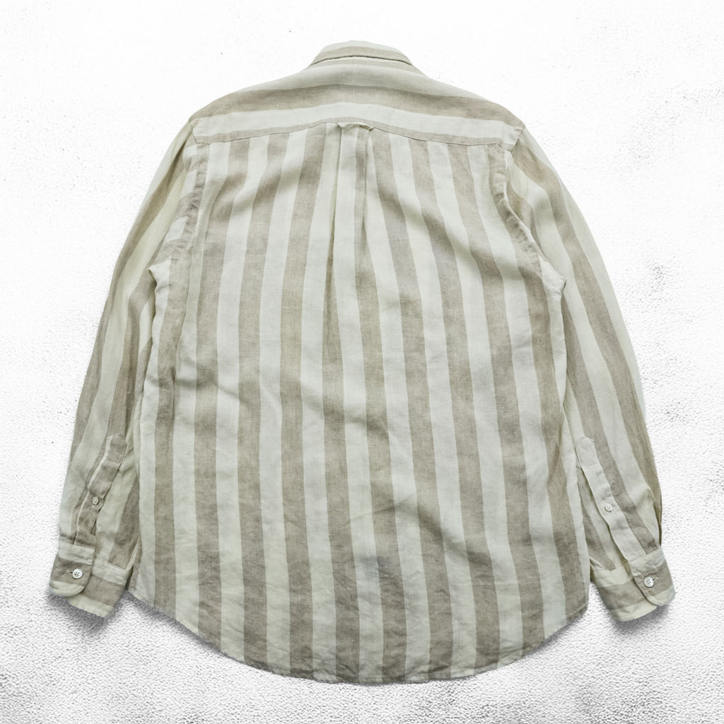 NAUTICA 90s Vintage Button-Down Shirt, Size L, Beige, Striped