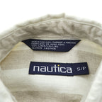 NAUTICA 90s Vintage Button-Down Shirt, Size L, Beige, Striped