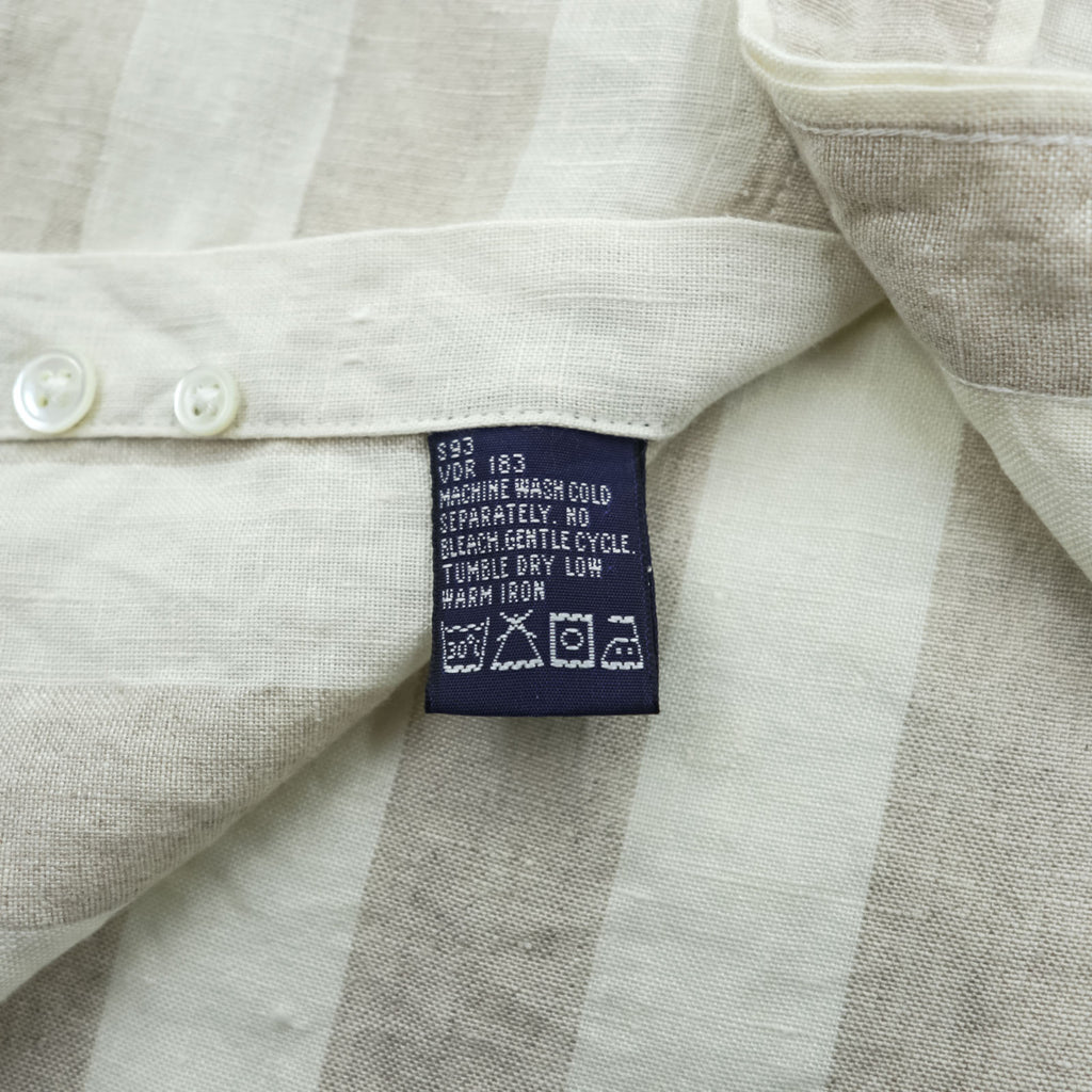 NAUTICA 90s Vintage Button-Down Shirt, Size L, Beige, Striped