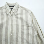 NAUTICA 90s Vintage Button-Down Shirt, Size L, Beige, Striped
