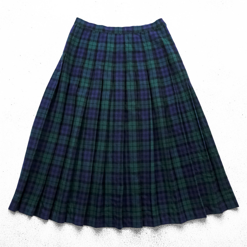 PENDLETON 70年代 USA製 ヴィンテージ タータンチェック ロング プリーツスカート L グリーン ネイビー ブラックウォッチ Pure Virgin Wool
