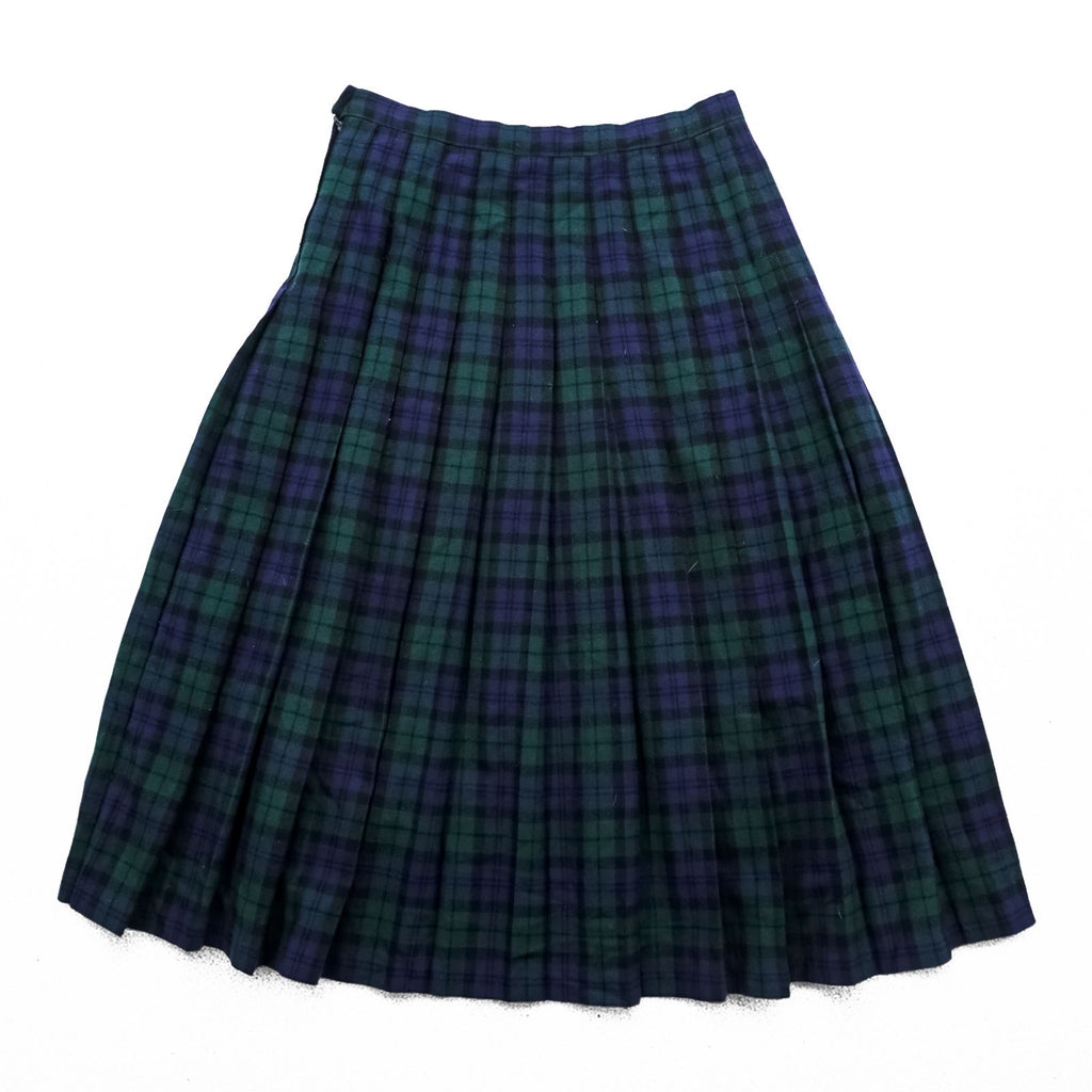 PENDLETON 70年代 USA製 ヴィンテージ タータンチェック ロング プリーツスカート L グリーン ネイビー ブラックウォッチ Pure Virgin Wool