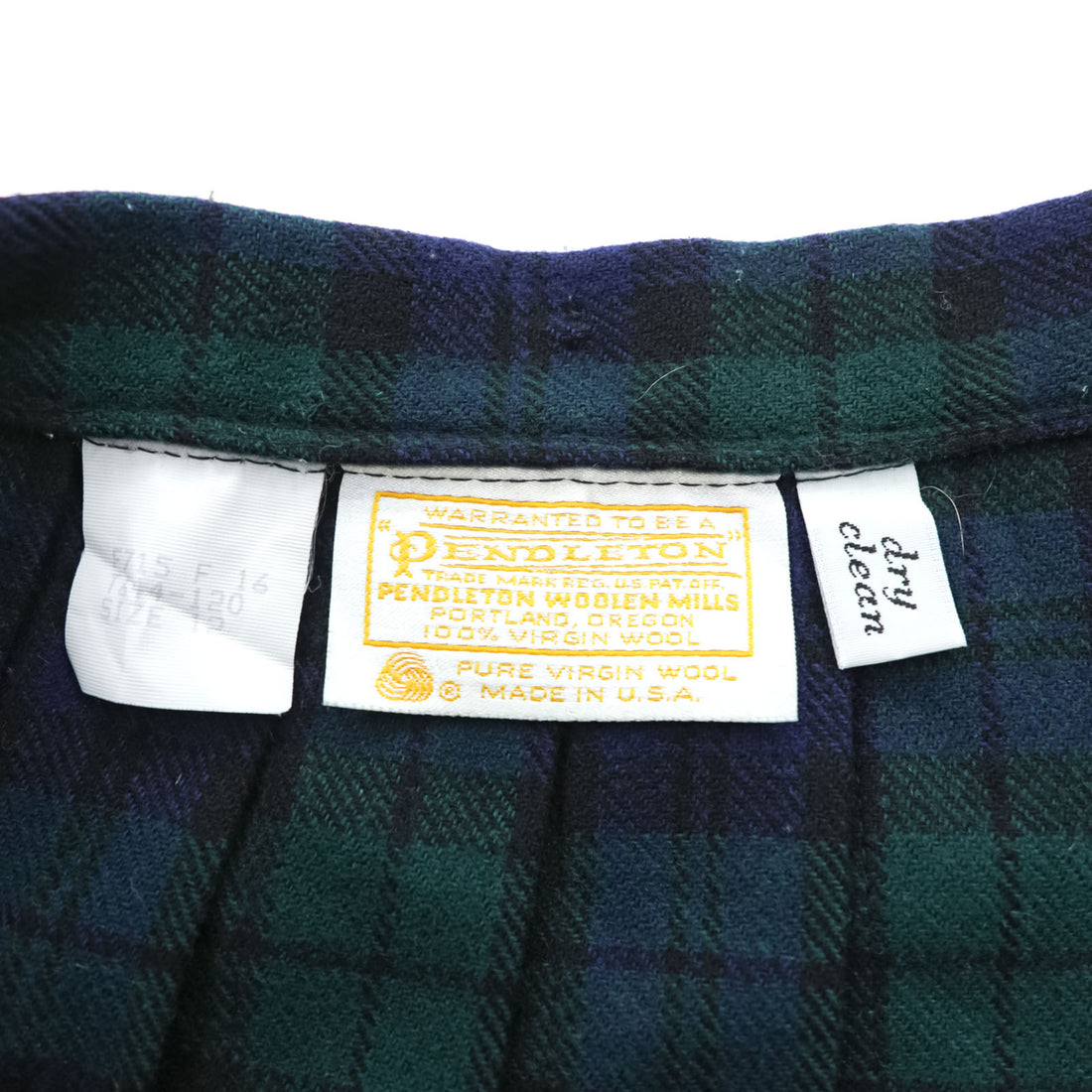 PENDLETON 70年代 USA製 ヴィンテージ タータンチェック ロング プリーツスカート L グリーン ネイビー ブラックウォッチ Pure Virgin Wool