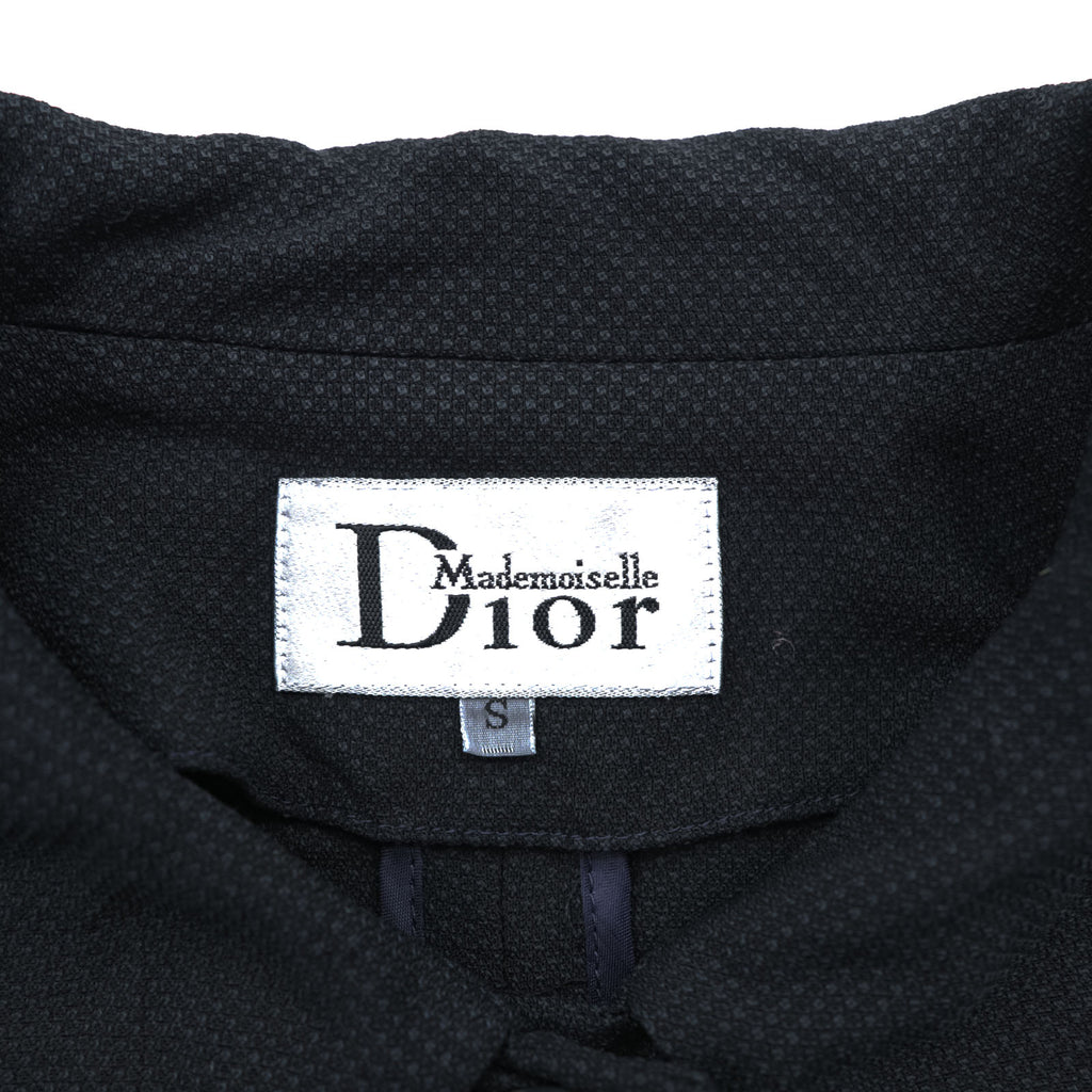 Christian Dior 90年代 ヴィンテージ 日本製 Mademoiselle 丸襟 クロップドジャケット ボレロ S ブラック 短丈 マドモアゼルディオール