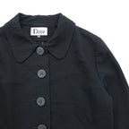 Christian Dior 90年代 ヴィンテージ 日本製 Mademoiselle 丸襟 クロップドジャケット ボレロ S ブラック 短丈 マドモアゼルディオール