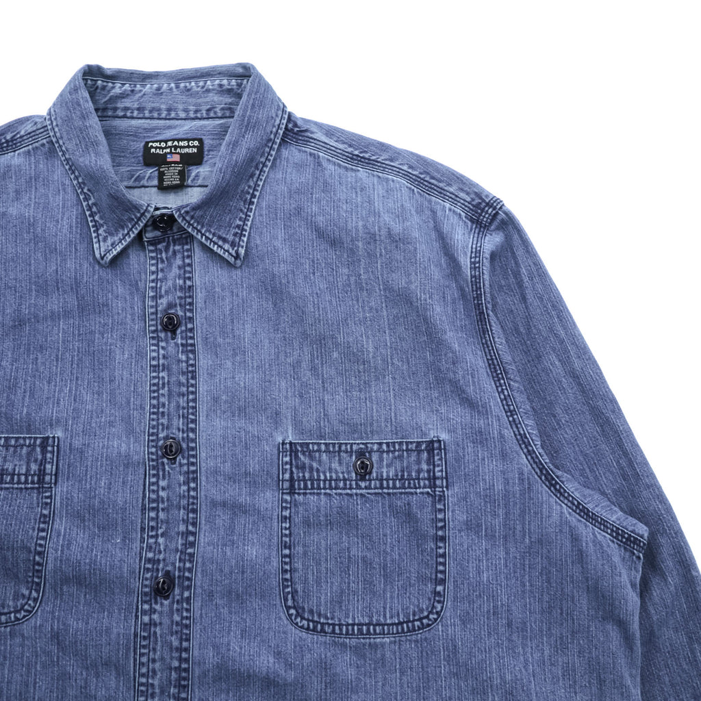 Polo Ralph Lauren 90s Vintage Denim Shirt, Size XL~, Blue, POLO JEANS CO. RALPH LAUREN