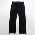 Levi Strauss 501 Original Button Fly Denim Pants Jeans M Black Big E Leather Patch 00501-0165