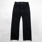 Levi Strauss 501 Original Button Fly Denim Pants Jeans M Black Big E Leather Patch 00501-0165