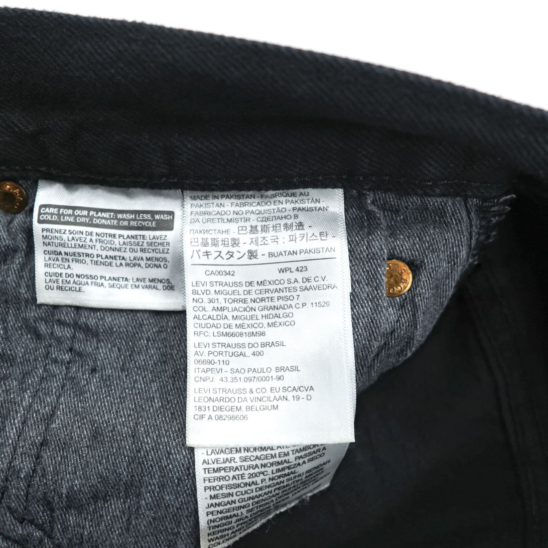 Levi Strauss 501 Original Button Fly Denim Pants Jeans M Black Big E Leather Patch 00501-0165