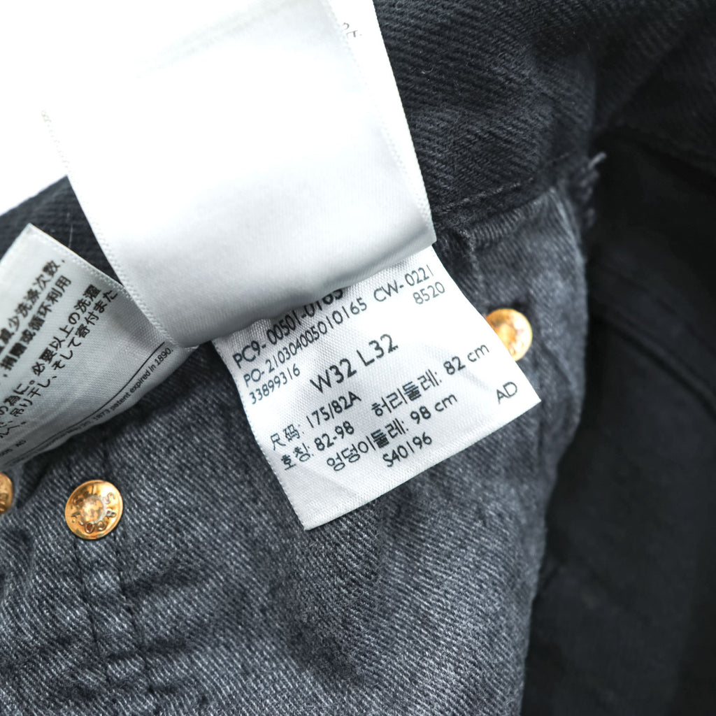 Levi Strauss 501 Original Button Fly Denim Pants Jeans M Black Big E Leather Patch 00501-0165