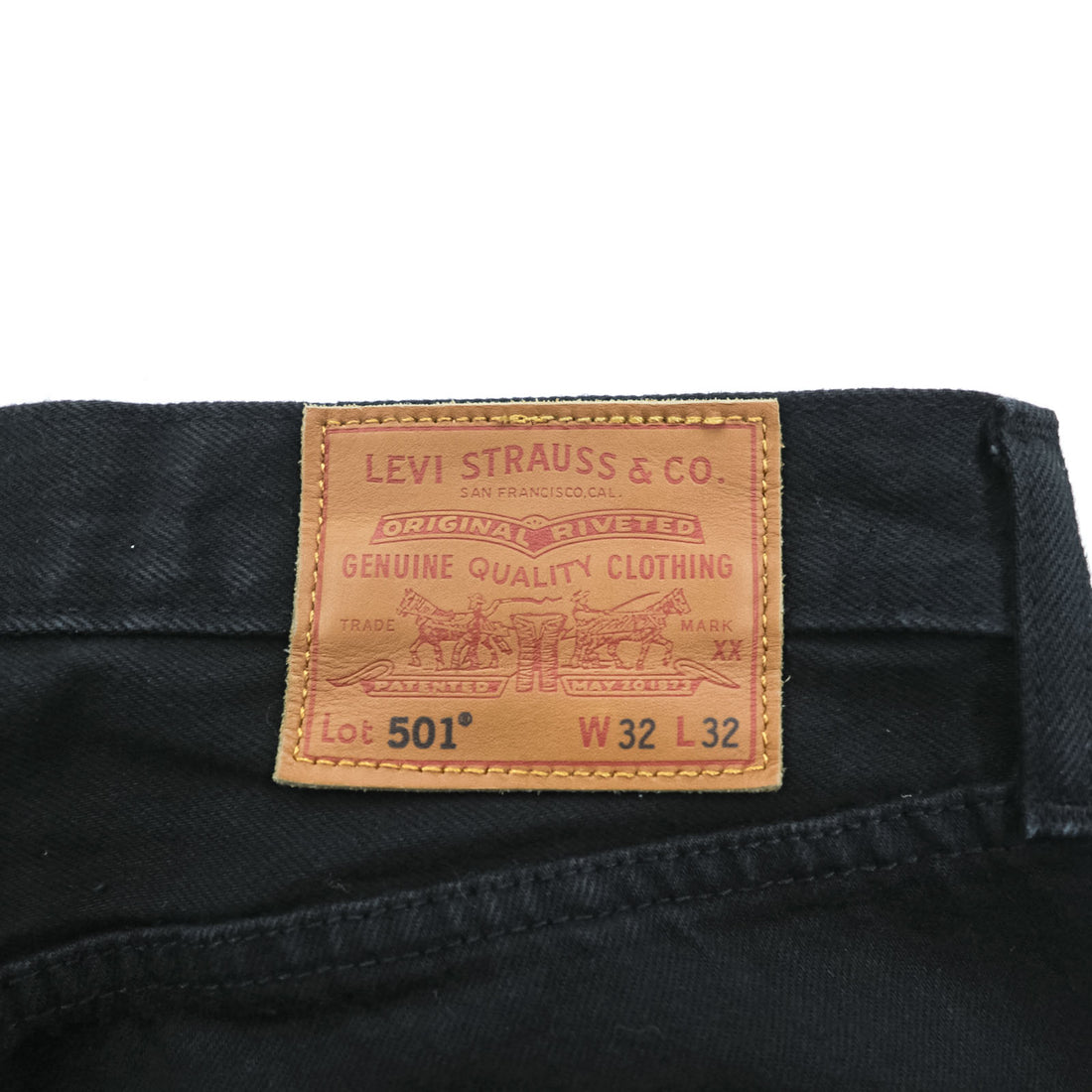 Levi Strauss 501 Original Button Fly Denim Pants Jeans M Black Big E Leather Patch 00501-0165