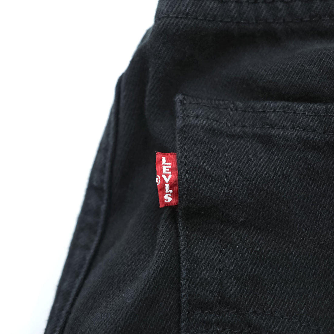 Levi Strauss 501 Original Button Fly Denim Pants Jeans M Black Big E Leather Patch 00501-0165