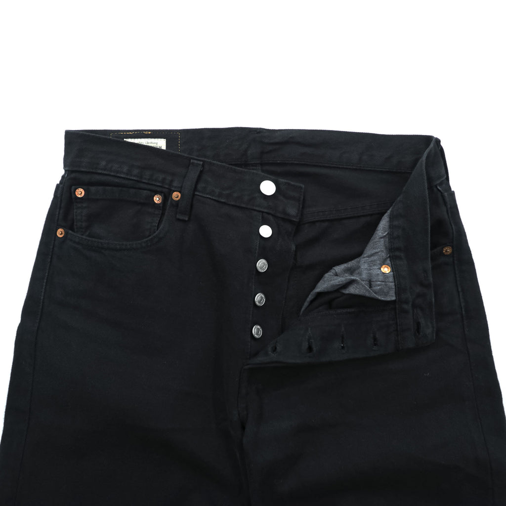 Levi Strauss 501 Original Button Fly Denim Pants Jeans M Black Big E Leather Patch 00501-0165
