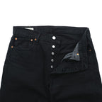 Levi Strauss 501 Original Button Fly Denim Pants Jeans M Black Big E Leather Patch 00501-0165