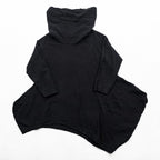 Bryn Walker Black Linen Asymmetric Tunic Dress Cowl Neck Cocoon Lagenlook Made in USA