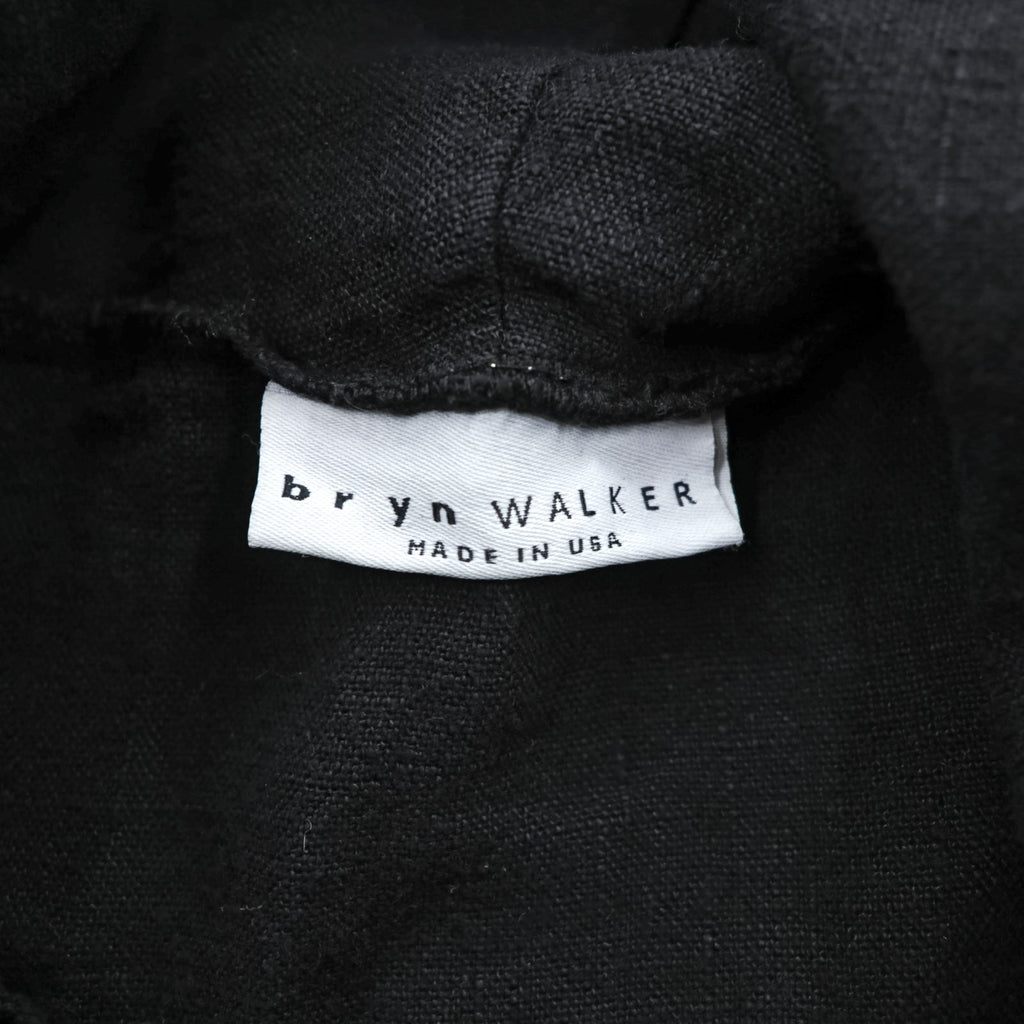 Bryn Walker Black Linen Asymmetric Tunic Dress Cowl Neck Cocoon Lagenlook Made in USA