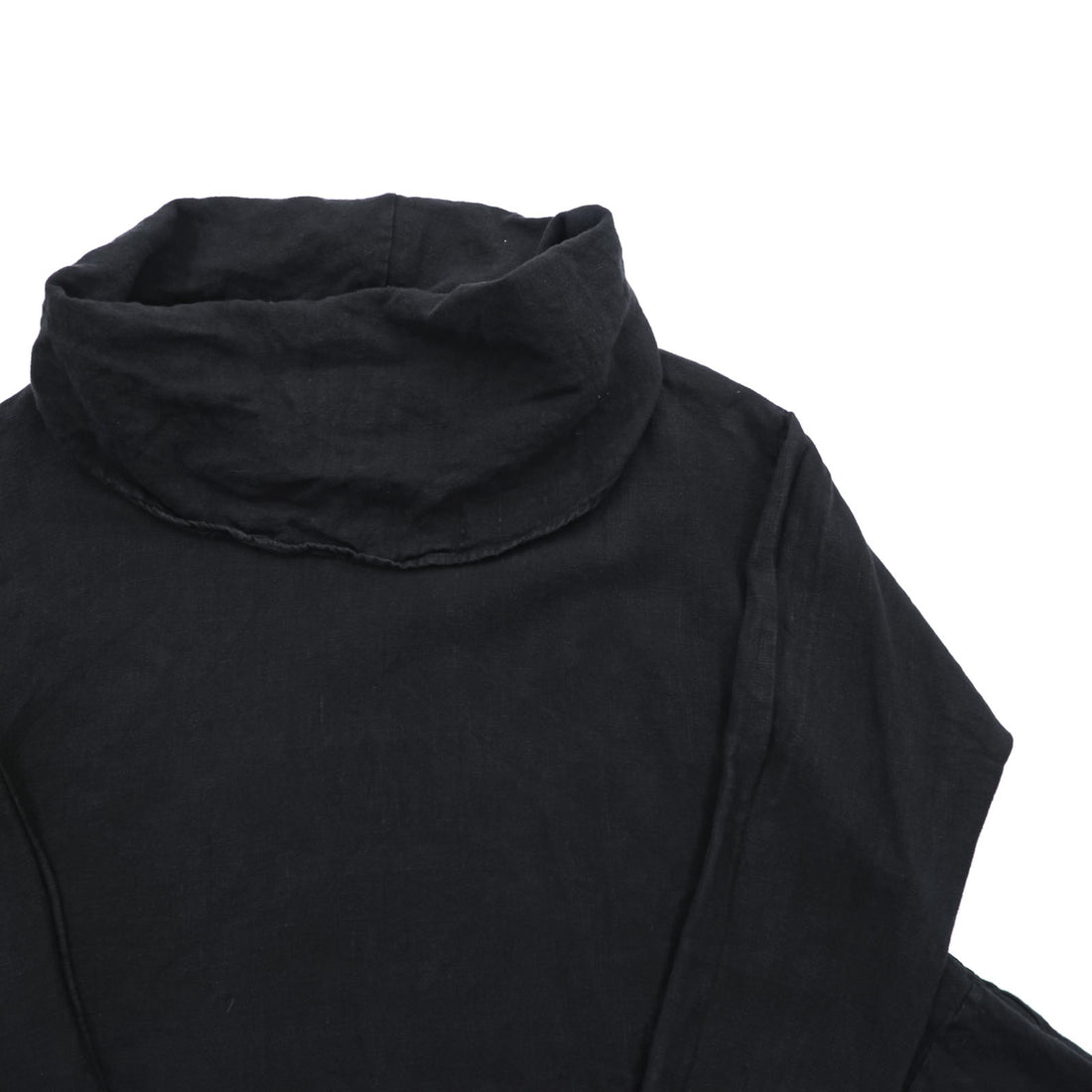 Bryn Walker Black Linen Asymmetric Tunic Dress Cowl Neck Cocoon Lagenlook Made in USA
