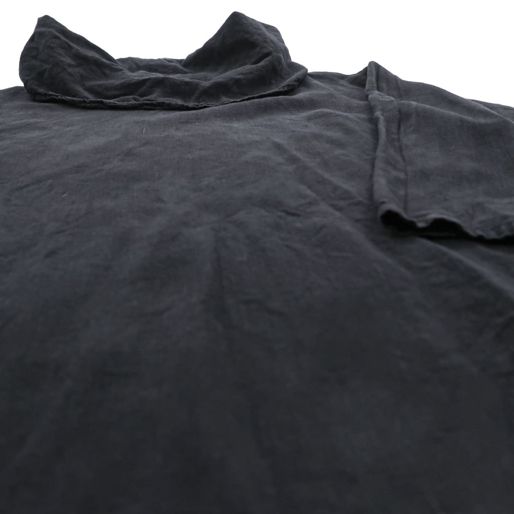 Bryn Walker Black Linen Asymmetric Tunic Dress Cowl Neck Cocoon Lagenlook Made in USA