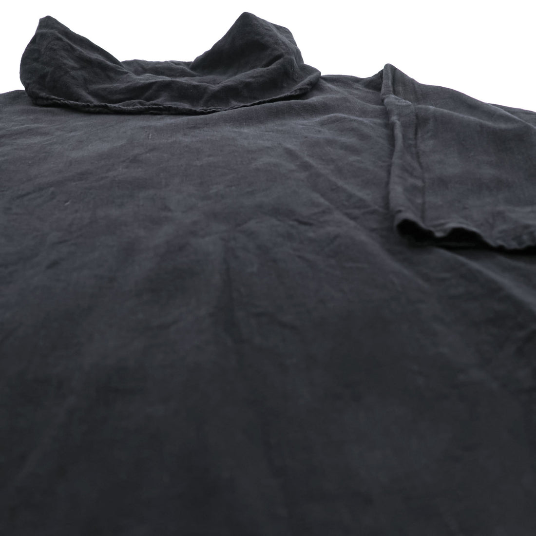 Bryn Walker Black Linen Asymmetric Tunic Dress Cowl Neck Cocoon Lagenlook Made in USA