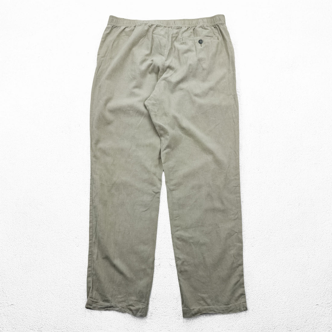 Marc Anthony Luxury Linen Cotton Pants Beige Light Tan Flat Front Tapered Casual Trousers Size L