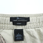 Marc Anthony Luxury Linen Cotton Pants Beige Light Tan Flat Front Tapered Casual Trousers Size L