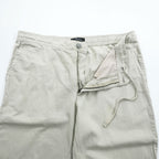 Marc Anthony Luxury Linen Cotton Pants Beige Light Tan Flat Front Tapered Casual Trousers Size L