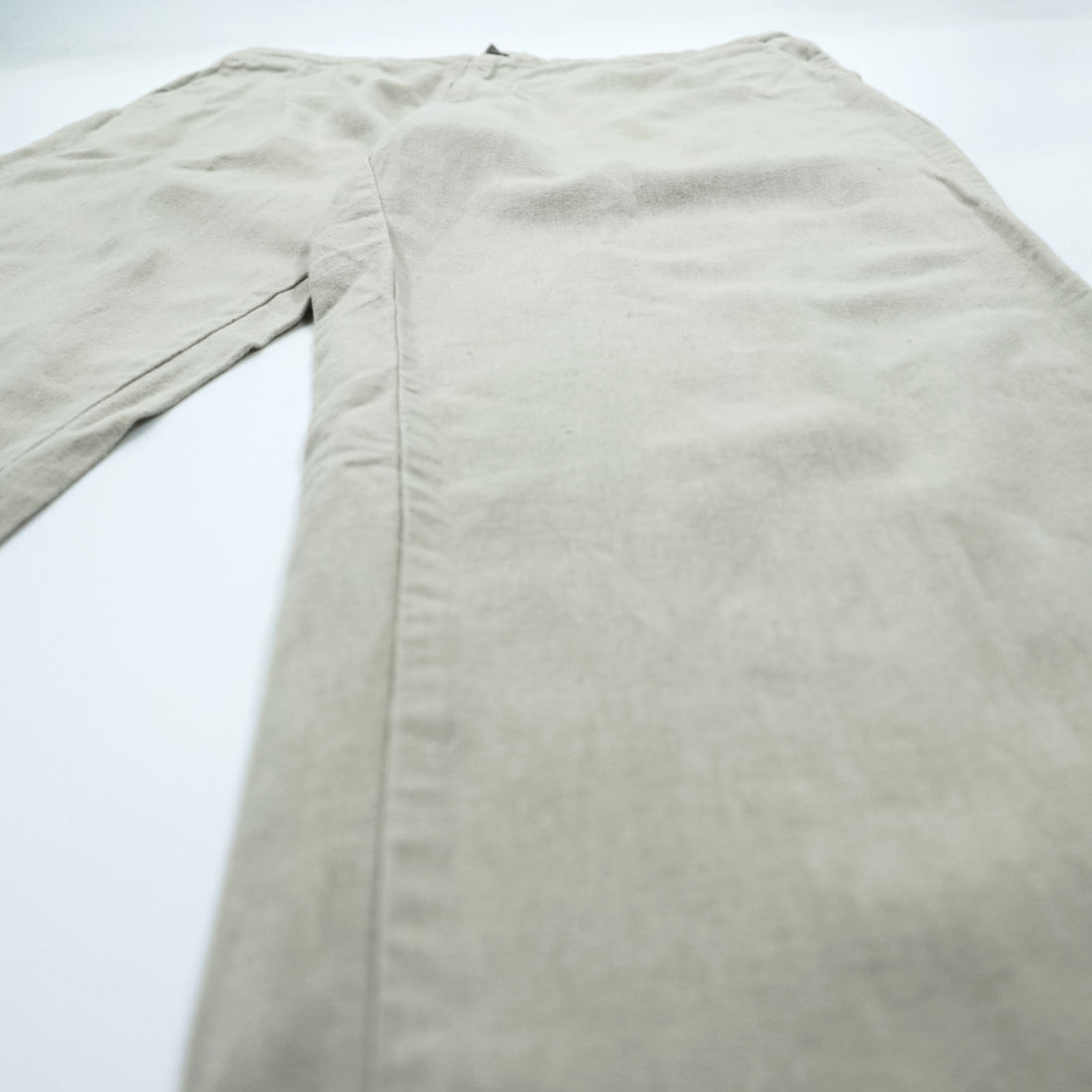 Marc Anthony Luxury Linen Cotton Pants Beige Light Tan Flat Front Tapered Casual Trousers Size L
