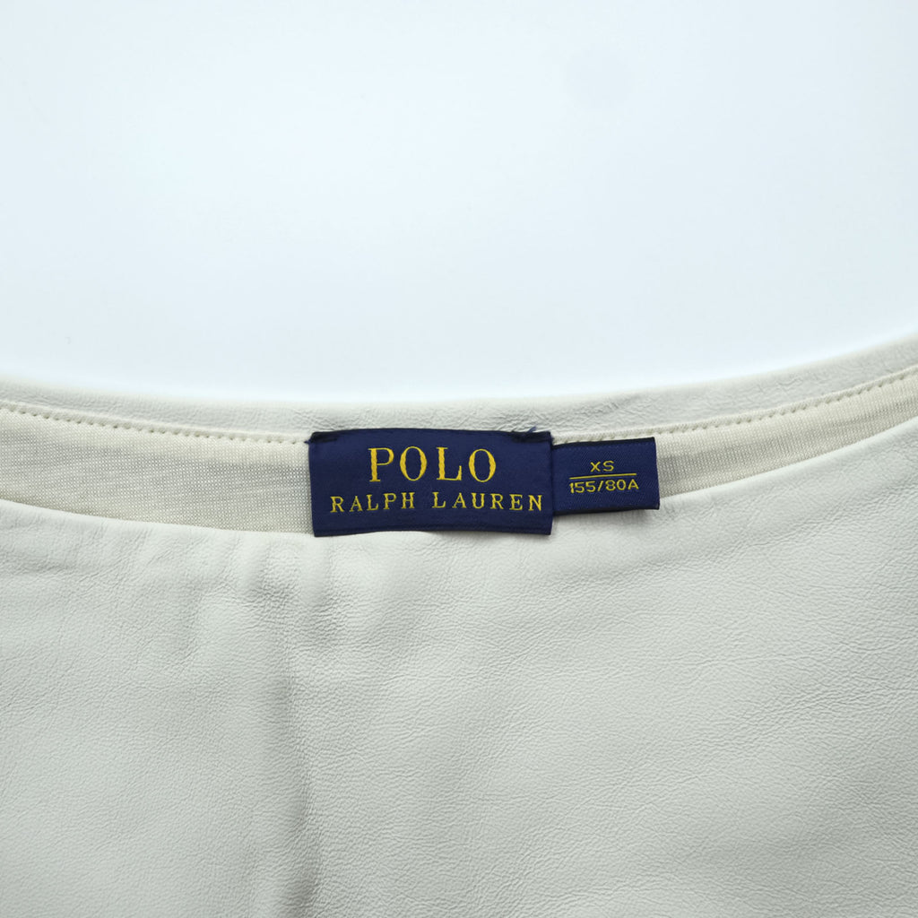Polo Ralph Lauren French Sleeve Lamb Leather Trim Dress, Size M, White, Item Number 211633521001
