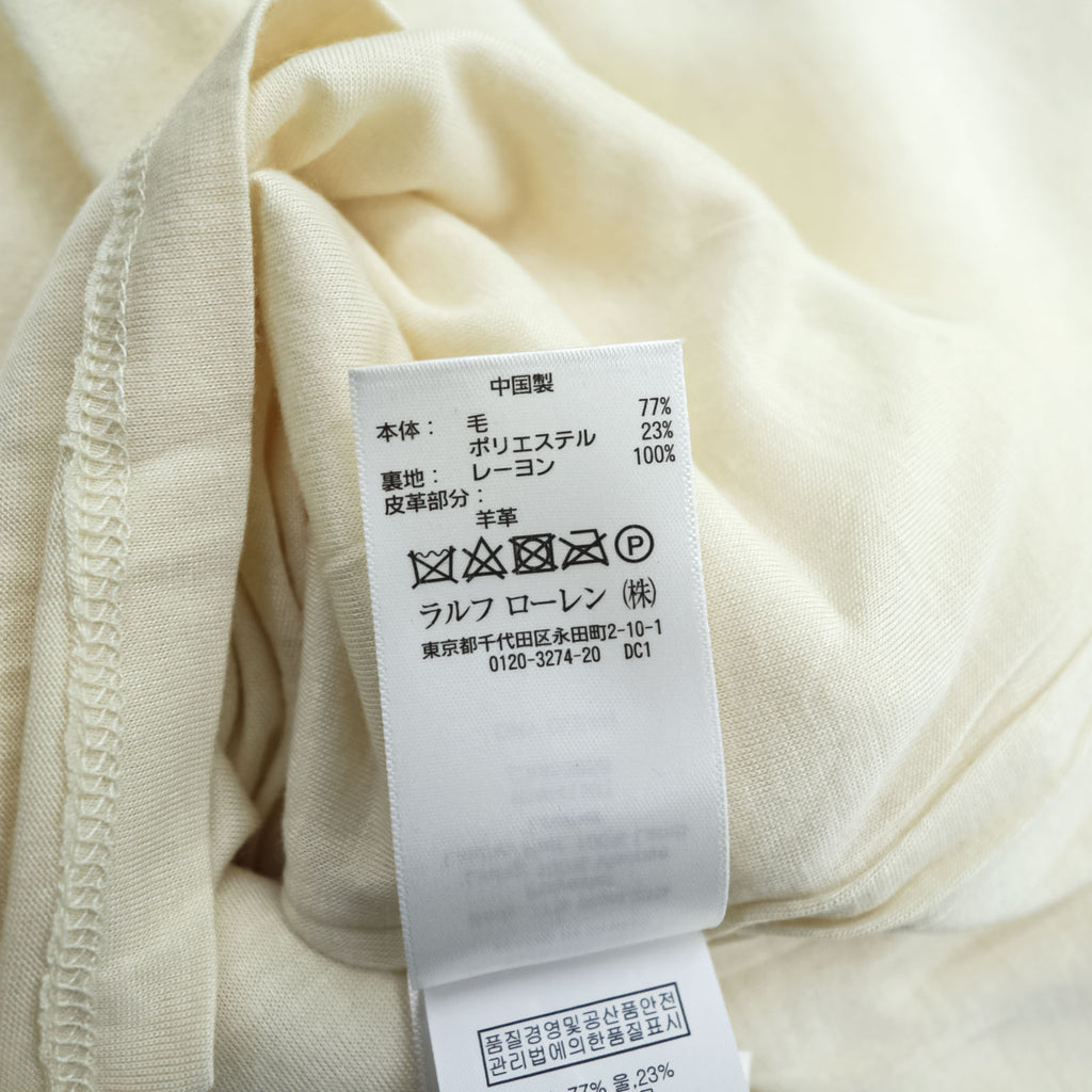 Polo Ralph Lauren French Sleeve Lamb Leather Trim Dress, Size M, White, Item Number 211633521001