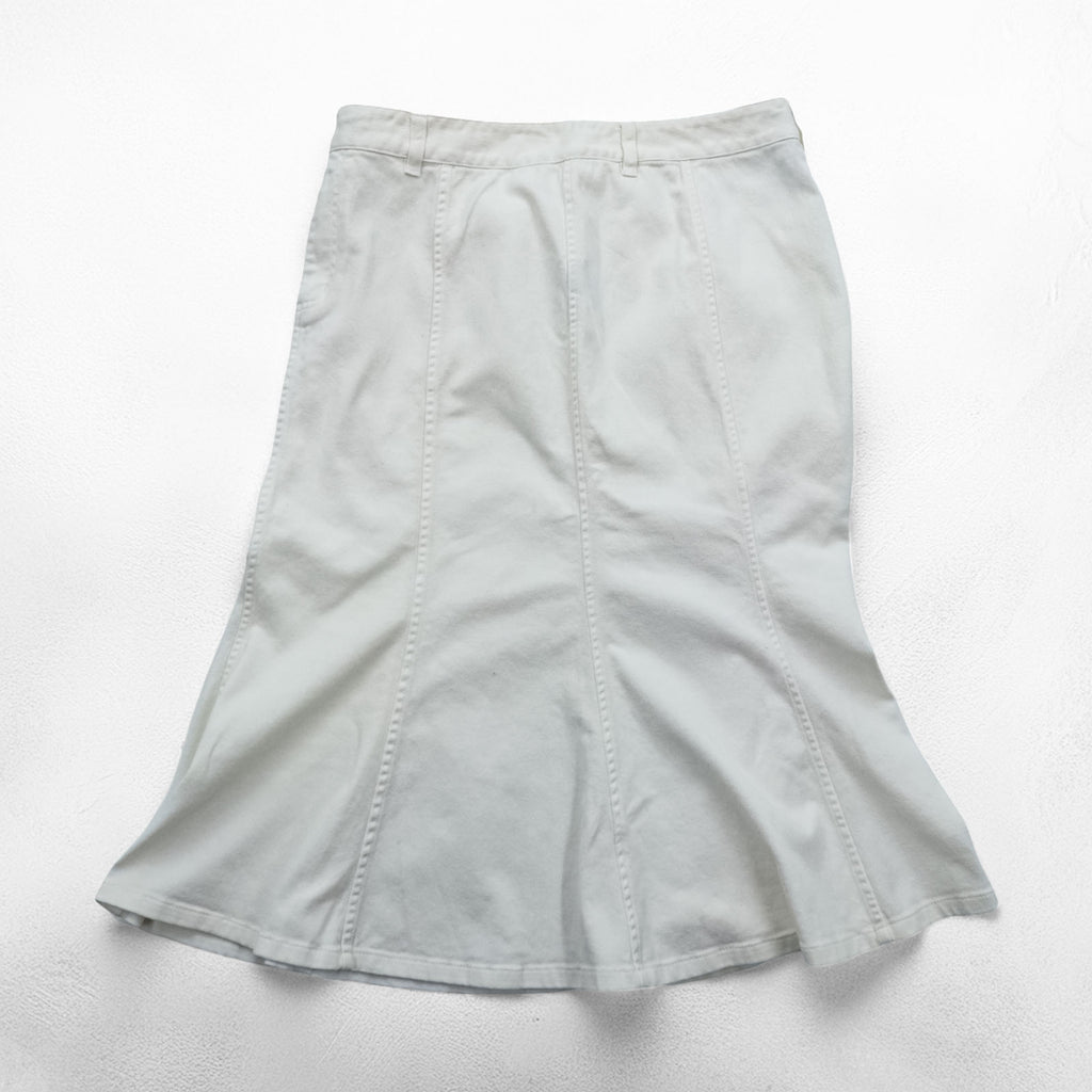 LAUREN RALPH LAUREN 90年代 ヴィンテージ マーメイドスカート XL ホワイト デニム フレア LAUREN JEANS CO.