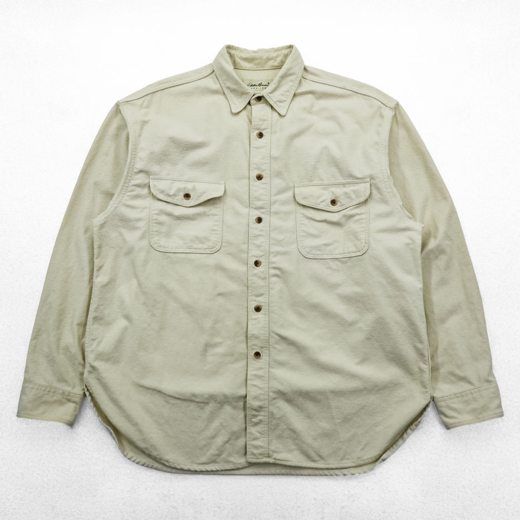 Eddie Bauer 90s Vintage Chamois Cloth Shirt, Size XL, Beige
