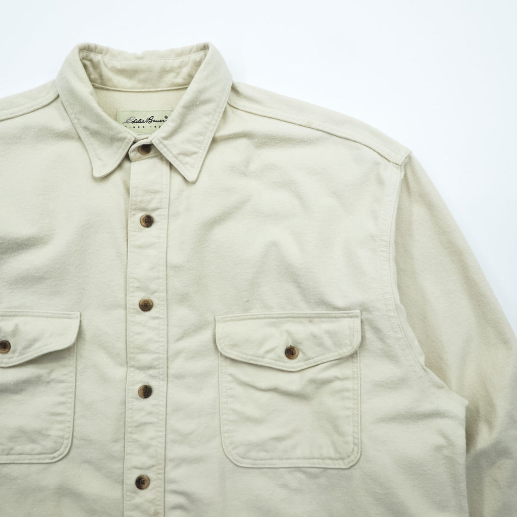 Eddie Bauer 90s Vintage Chamois Cloth Shirt, Size XL, Beige