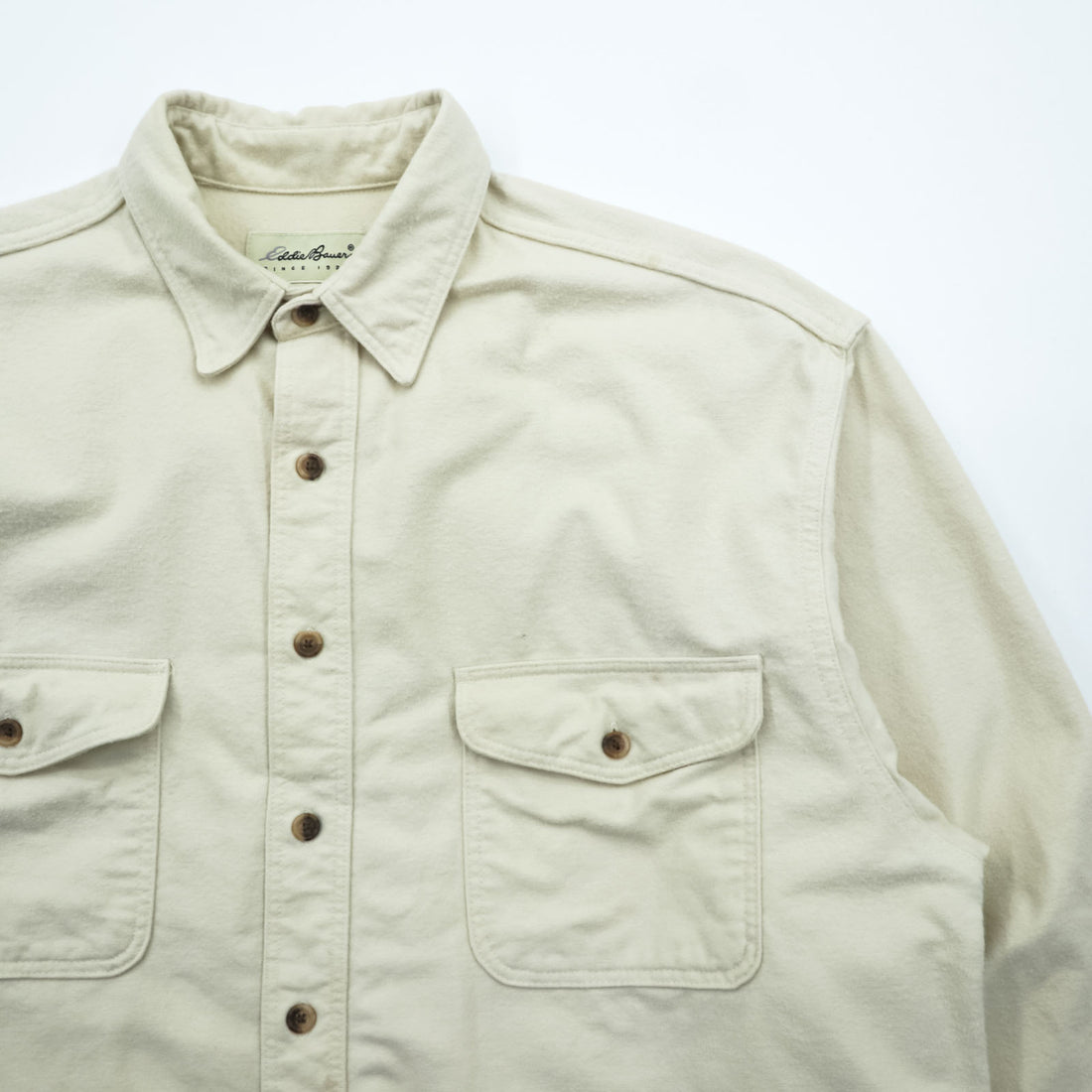Eddie Bauer 90s Vintage Chamois Cloth Shirt, Size XL, Beige