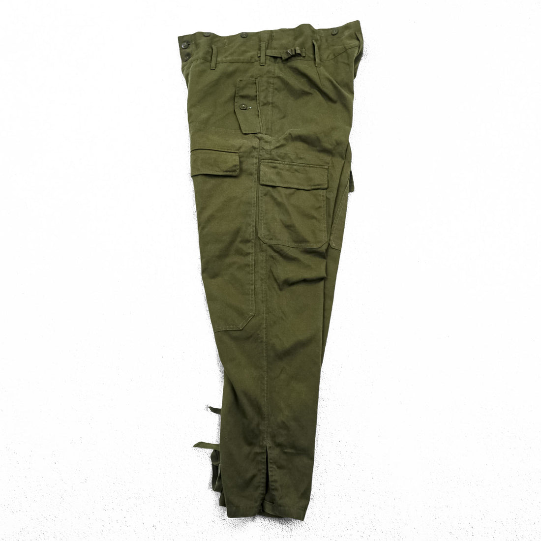 Vintage 1980s Czech Army M-85 Double Knee Front Field Cargo Pants M Khaki with Suspender Buttons